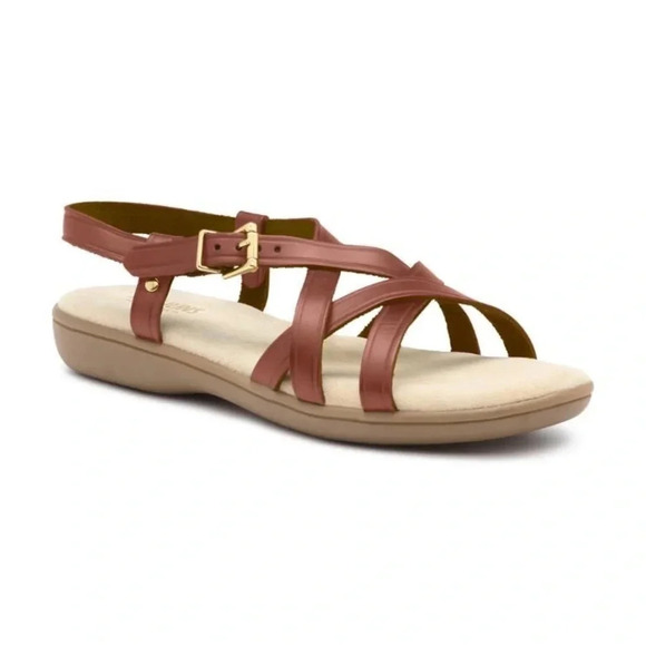 G. H. Bass & Co. Sunjuns Martha Leather Cinnamon Brown Sandals Size 10 W - Picture 1 of 7